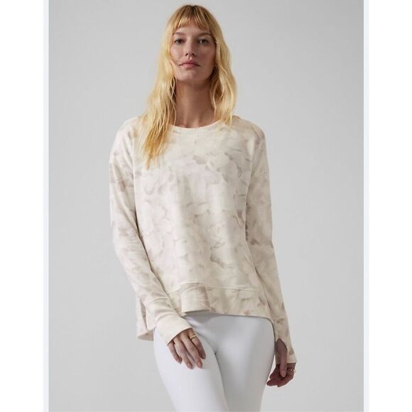 Athleta Boaster Luxe Printed Sweatshirt in Chakra Floral Bluff Grey Size XXS - Picture 1 of 9